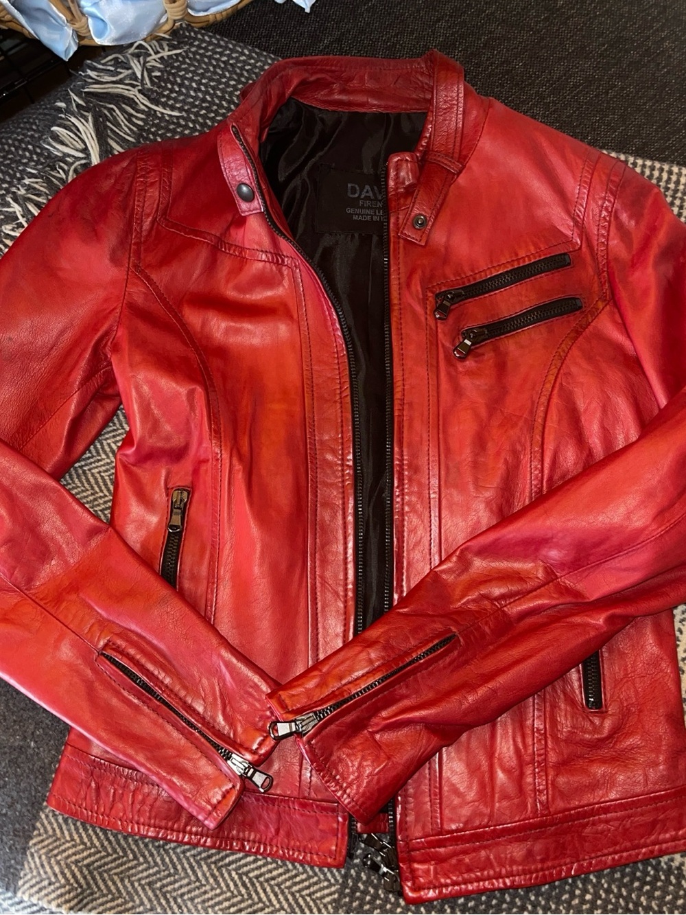 David Firenze Genuine Leather Moto Jacket – Made in Italy